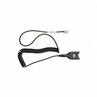 Black Sennheiser CSTD08 QD Cable with coiled cord and alligator clip on a white background.